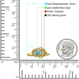 Round Lab Created Blue Opal Hamsa Hand Ring