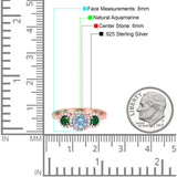 Three Stone Round Natural Stone Wedding Ring