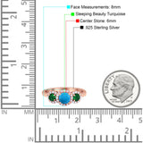 Three Stone Round Natural Stone Wedding Ring