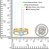 Pear Teardrop Natural Stone Three Piece Ring
