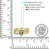 Three Piece Pear Teardrop Natural Stone Ring