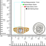 Art Deco Round Natural Stone Split Shank Ring