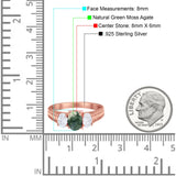 Three Stone Oval Natural Stone Wedding Ring