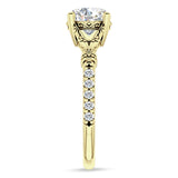 14K Gold IGI Certified Round 3 Carat Lab Grown Diamond Art Deco Split Shank Floral Ring