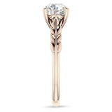 10K Gold IGI Certified Round 1 Carat Lab Grown Diamond Leaf Solitaire Ring