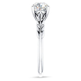 14K Gold IGI Certified Round 2 Carat Lab Grown Diamond Leaf Solitaire Ring