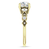 10K Gold IGI Certified Round 1 Carat Lab Grown Diamond Cluster Beaded Ring