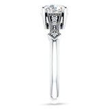10K Gold IGI Certified Round 2 Carat Lab Grown Diamond Art Deco Beaded Ring