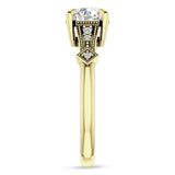 14K Gold IGI Certified Round 2 Carat Lab Grown Diamond Art Deco Beaded Ring