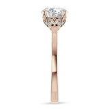 14K Gold IGI Certified Round 1 Carat Lab Grown Diamond Leaf Floral Ring