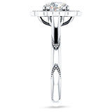 14K Gold IGI Certified Round 1 Carat Lab Grown Diamond Art Deco Floral Ring