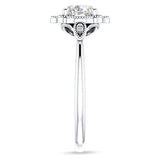 IGI Certified Round 2 Carat Lab Grown Diamond Art Deco Floral Beaded Ring
