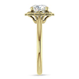 14K Gold IGI Certified Round 1 Carat Lab Grown Diamond Art Deco Floral Ring