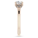 18K Gold IGI Certified Round 3 Carat Lab Grown Diamond Hidden Halo Art Deco Trio Ring