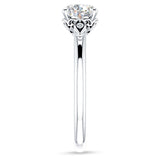 14K Gold IGI Certified Round 1 Carat Lab Grown Diamond Hidden Halo Art Deco Trio Ring