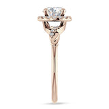 14K Gold IGI Certified Round 1 Carat Lab Grown Diamond Art Deco Twisted Halo Ring
