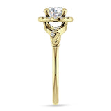 14K Gold IGI Certified Round 1 Carat Lab Grown Diamond Art Deco Twisted Halo Ring