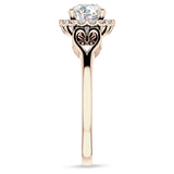 18K Gold IGI Certified Round 2 Carat Lab Grown Diamond Art Deco Heart Halo Ring