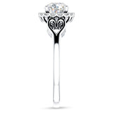 10K Gold IGI Certified Round 3 Carat Lab Grown Diamond Art Deco Heart Halo Ring