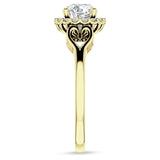 14K Gold IGI Certified Round 3 Carat Lab Grown Diamond Art Deco Heart Halo Ring