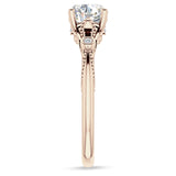 18K Gold IGI Certified Round 2 Carat Lab Grown Diamond Art Deco Split Shank Beaded Ring