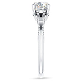 IGI Certified Round 2 Carat Lab Grown Diamond Art Deco Split Shank Beaded Ring