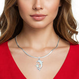 Lab Created White Opal Dolphin Turtle Pendant Snake Chain Necklace 925 Sterling Silver