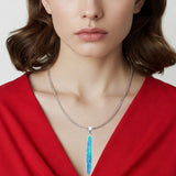 Oval Lab Opal Stick Pendant Necklace