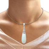 Oxidized Pear Dangle Drop Pendant 