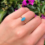 Marquise Lab Created Blue Opal Solitaire Gold Ring