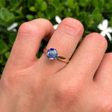 Round Rainbow CZ Solitaire Gold Ring