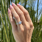 Round Halo Split Shank Beaded Gold Ring