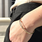 14K Gold 7" Open 5.8mm Rectangle Bangle Bracelet Round Natural Diamond