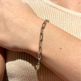 14K Gold 4mm Paperclip Bracelet Interlock Round Natural Diamond