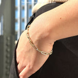 14K Gold 4mm Paperclip Bracelet Interlock Round Natural Diamond