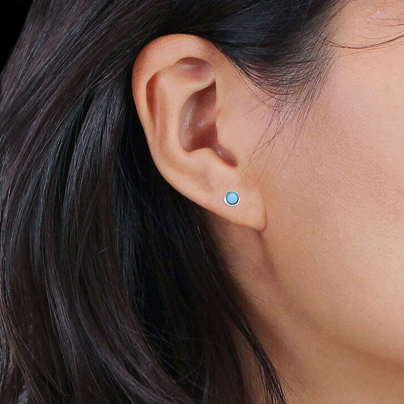 5mm Black Onyx Half Ball Stud Earrings in 925 Sterling Silver