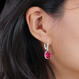 Oval Drop Dangle Leverback Earring Cubic Zirconia Solid 925 Sterling Silver