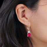 Oval Drop Dangle Triangular Cubic Zirconia Leverback Earring 925 Sterling Silver