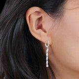 Drop Dangle Oblong Hoop Earring Pear Cubic Zirconia 925 Sterling Silver
