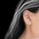 Butterfly Stud Earrings Marquise Cubic Zirconia 925 Sterling Silver