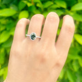 Art Deco Oval Hidden Halo Ring