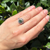 Art Deco Oval Natural Stone Flower Ring