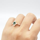 Oval Natural Stone Floral  Ring