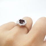 Floral Style Round Natural Stone Ring