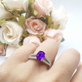 Oval Natural Stone Split Shank Ring