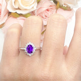 Art Deco Oval Halo Floral Ring