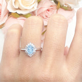 Art Deco Oval Halo Floral Ring
