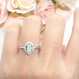 Art Deco Oval Halo Floral Ring