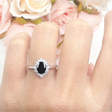 Art Deco Oval Halo Floral Ring