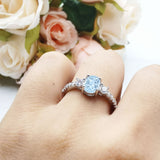 Three Stone Oval Natural Stone Trellis Ring